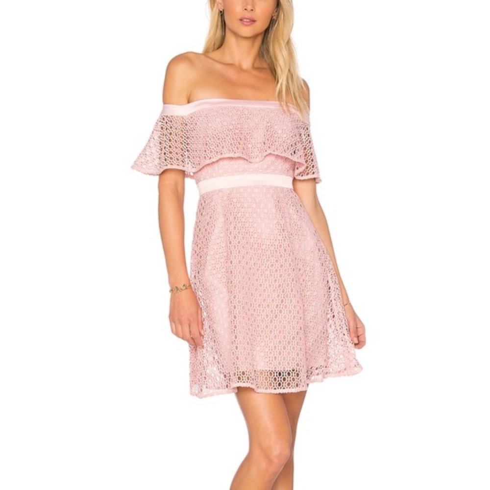 BARDOT Off The Shoulder Lace Mini Dress